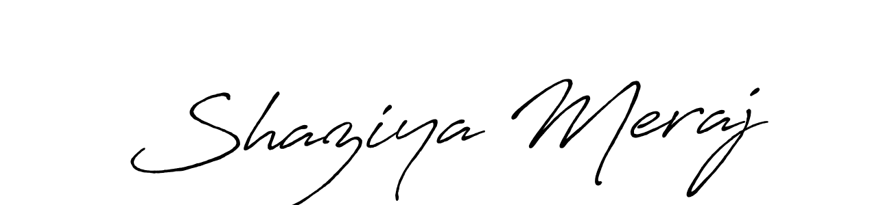 How to make Shaziya Meraj name signature. Use Antro_Vectra_Bolder style for creating short signs online. This is the latest handwritten sign. Shaziya Meraj signature style 7 images and pictures png