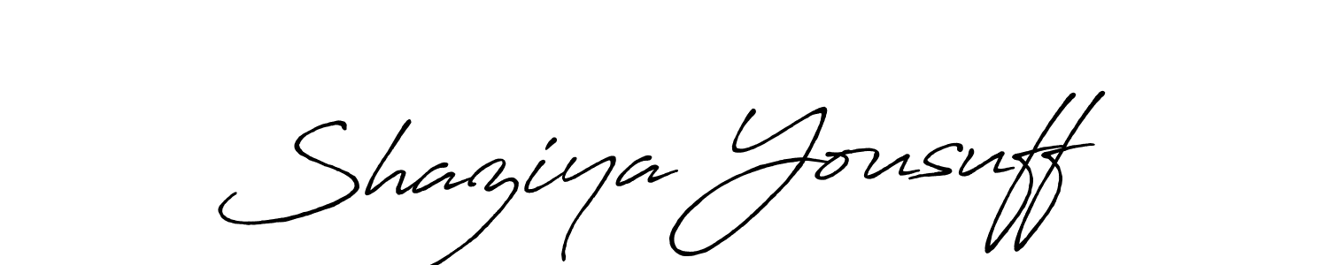 Make a beautiful signature design for name Shaziya Yousuff. With this signature (Antro_Vectra_Bolder) style, you can create a handwritten signature for free. Shaziya Yousuff signature style 7 images and pictures png