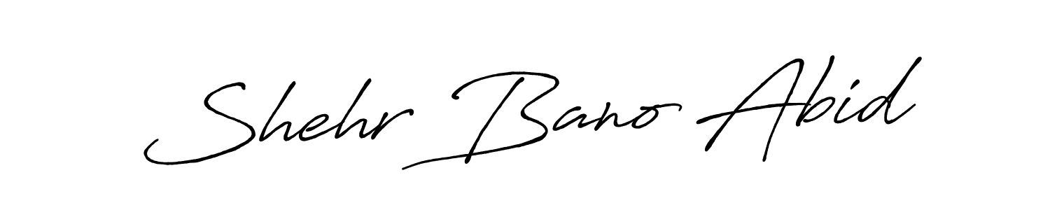 Antro_Vectra_Bolder is a professional signature style that is perfect for those who want to add a touch of class to their signature. It is also a great choice for those who want to make their signature more unique. Get Shehr Bano Abid name to fancy signature for free. Shehr Bano Abid signature style 7 images and pictures png