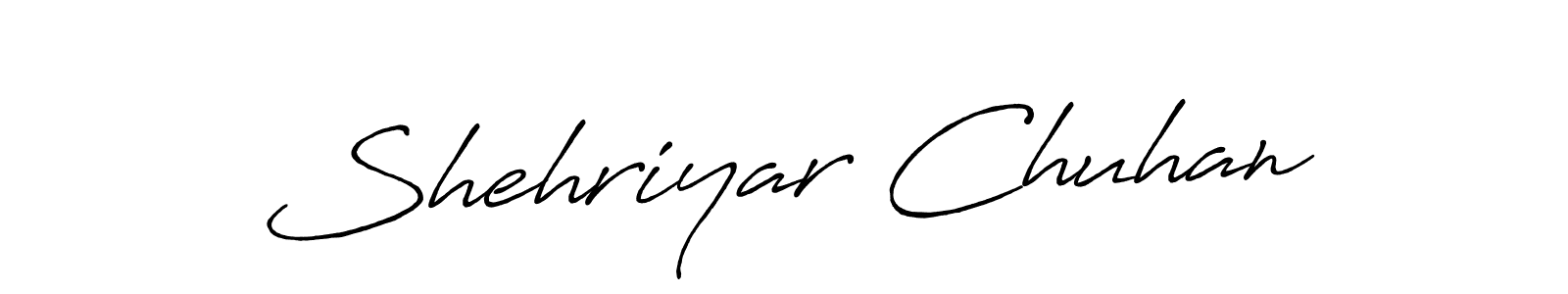 The best way (Antro_Vectra_Bolder) to make a short signature is to pick only two or three words in your name. The name Shehriyar Chuhan include a total of six letters. For converting this name. Shehriyar Chuhan signature style 7 images and pictures png