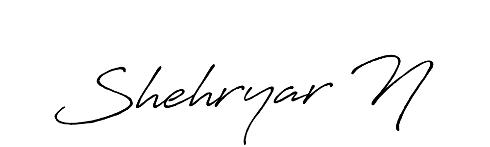 Make a beautiful signature design for name Shehryar N. With this signature (Antro_Vectra_Bolder) style, you can create a handwritten signature for free. Shehryar N signature style 7 images and pictures png