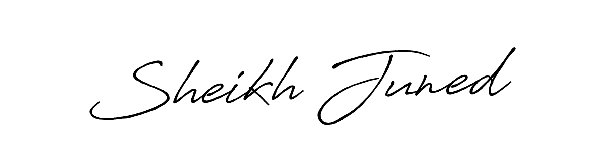 How to make Sheikh Juned name signature. Use Antro_Vectra_Bolder style for creating short signs online. This is the latest handwritten sign. Sheikh Juned signature style 7 images and pictures png