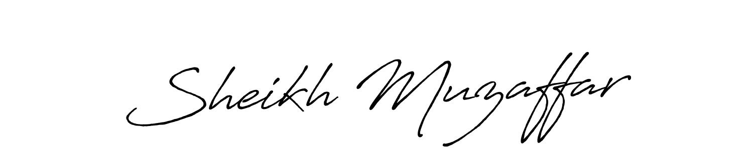 How to make Sheikh Muzaffar name signature. Use Antro_Vectra_Bolder style for creating short signs online. This is the latest handwritten sign. Sheikh Muzaffar signature style 7 images and pictures png