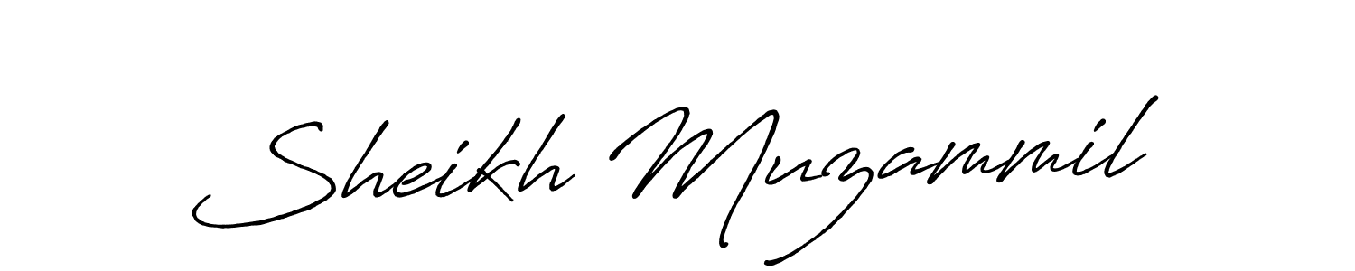 How to make Sheikh Muzammil name signature. Use Antro_Vectra_Bolder style for creating short signs online. This is the latest handwritten sign. Sheikh Muzammil signature style 7 images and pictures png