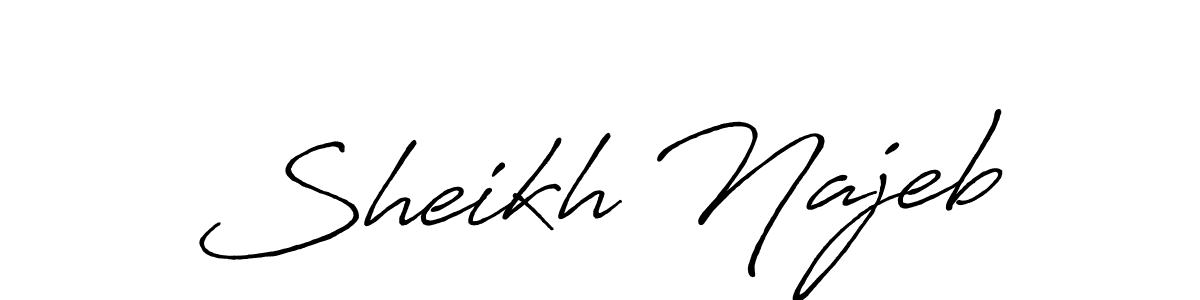 Use a signature maker to create a handwritten signature online. With this signature software, you can design (Antro_Vectra_Bolder) your own signature for name Sheikh Najeb. Sheikh Najeb signature style 7 images and pictures png