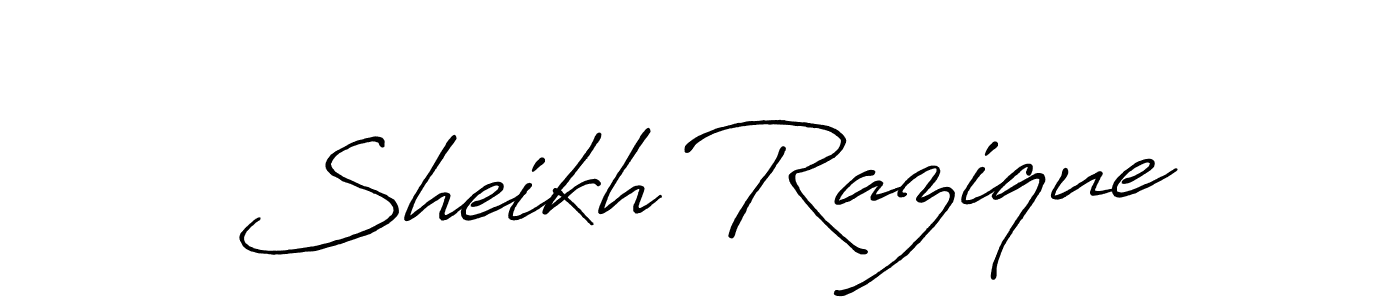 Create a beautiful signature design for name Sheikh Razique. With this signature (Antro_Vectra_Bolder) fonts, you can make a handwritten signature for free. Sheikh Razique signature style 7 images and pictures png