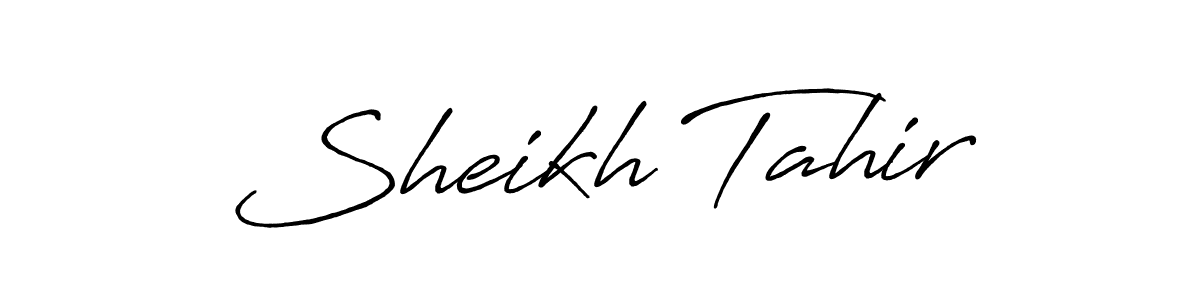 How to make Sheikh Tahir name signature. Use Antro_Vectra_Bolder style for creating short signs online. This is the latest handwritten sign. Sheikh Tahir signature style 7 images and pictures png