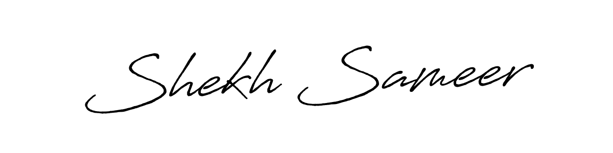 if you are searching for the best signature style for your name Shekh Sameer. so please give up your signature search. here we have designed multiple signature styles  using Antro_Vectra_Bolder. Shekh Sameer signature style 7 images and pictures png