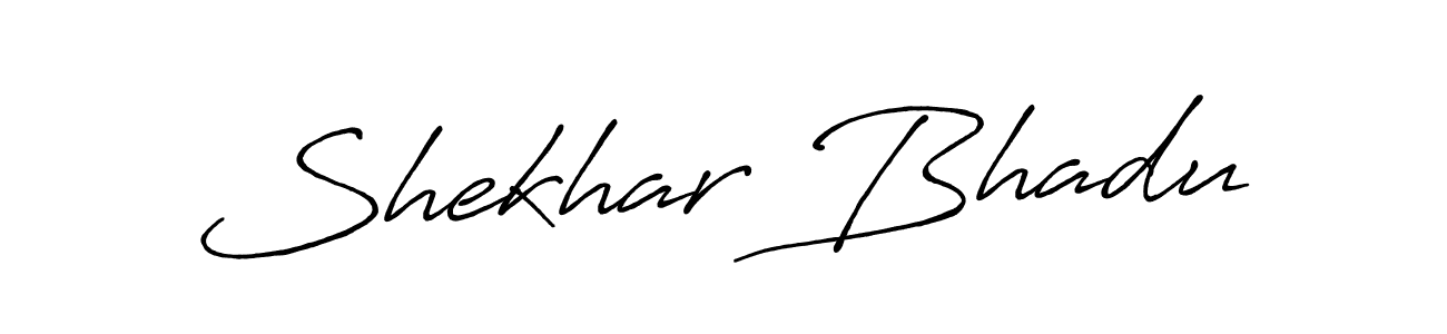 You should practise on your own different ways (Antro_Vectra_Bolder) to write your name (Shekhar Bhadu) in signature. don't let someone else do it for you. Shekhar Bhadu signature style 7 images and pictures png