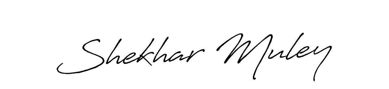 How to make Shekhar Muley name signature. Use Antro_Vectra_Bolder style for creating short signs online. This is the latest handwritten sign. Shekhar Muley signature style 7 images and pictures png