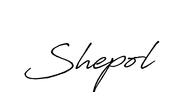 Make a beautiful signature design for name Shepol. With this signature (Antro_Vectra_Bolder) style, you can create a handwritten signature for free. Shepol signature style 7 images and pictures png