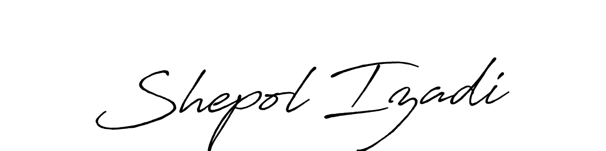 How to make Shepol Izadi name signature. Use Antro_Vectra_Bolder style for creating short signs online. This is the latest handwritten sign. Shepol Izadi signature style 7 images and pictures png