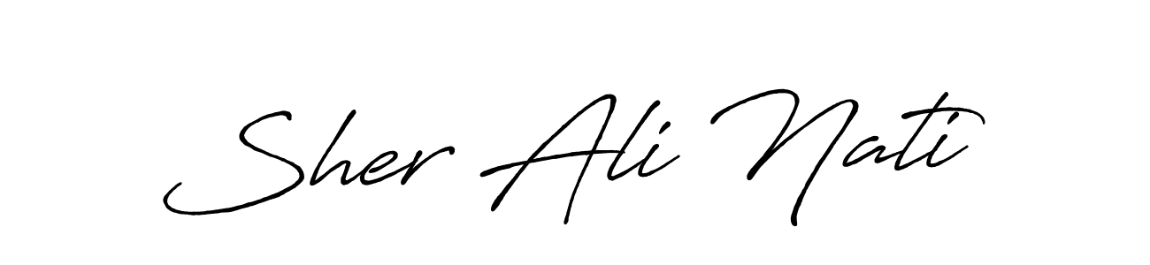 Make a beautiful signature design for name Sher Ali Nati. With this signature (Antro_Vectra_Bolder) style, you can create a handwritten signature for free. Sher Ali Nati signature style 7 images and pictures png