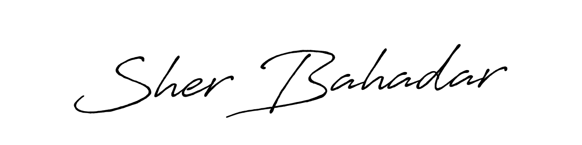 Use a signature maker to create a handwritten signature online. With this signature software, you can design (Antro_Vectra_Bolder) your own signature for name Sher Bahadar. Sher Bahadar signature style 7 images and pictures png