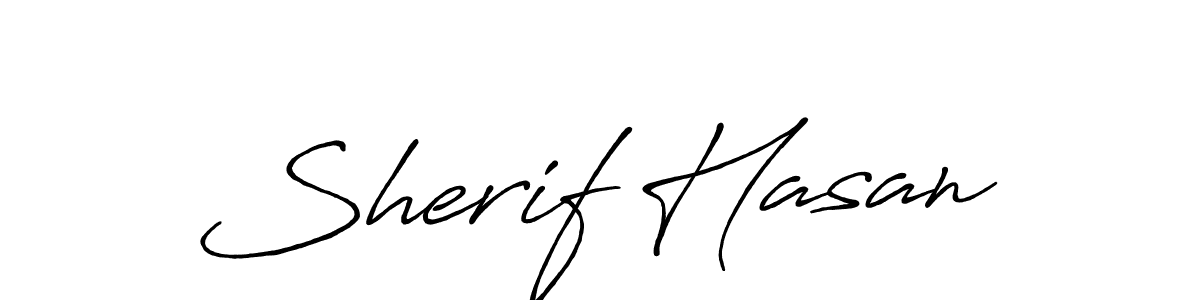 Make a beautiful signature design for name Sherif Hasan. With this signature (Antro_Vectra_Bolder) style, you can create a handwritten signature for free. Sherif Hasan signature style 7 images and pictures png