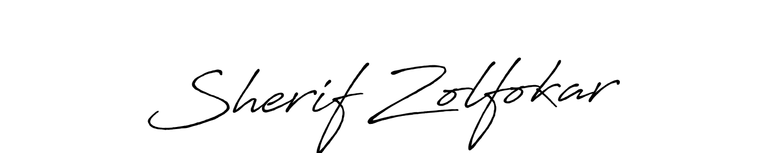 Create a beautiful signature design for name Sherif Zolfokar. With this signature (Antro_Vectra_Bolder) fonts, you can make a handwritten signature for free. Sherif Zolfokar signature style 7 images and pictures png