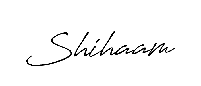 Make a beautiful signature design for name Shihaam. With this signature (Antro_Vectra_Bolder) style, you can create a handwritten signature for free. Shihaam signature style 7 images and pictures png