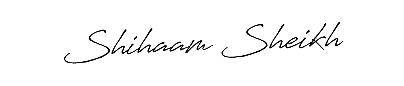 Antro_Vectra_Bolder is a professional signature style that is perfect for those who want to add a touch of class to their signature. It is also a great choice for those who want to make their signature more unique. Get Shihaam Sheikh name to fancy signature for free. Shihaam Sheikh signature style 7 images and pictures png