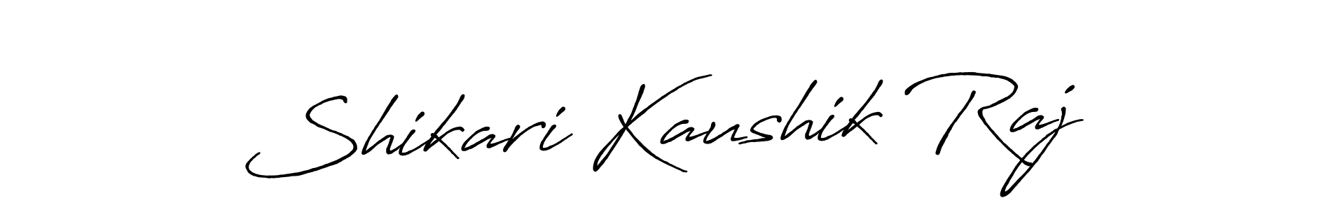 How to make Shikari Kaushik Raj name signature. Use Antro_Vectra_Bolder style for creating short signs online. This is the latest handwritten sign. Shikari Kaushik Raj signature style 7 images and pictures png