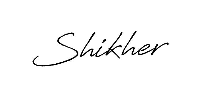 Make a beautiful signature design for name Shikher. With this signature (Antro_Vectra_Bolder) style, you can create a handwritten signature for free. Shikher signature style 7 images and pictures png