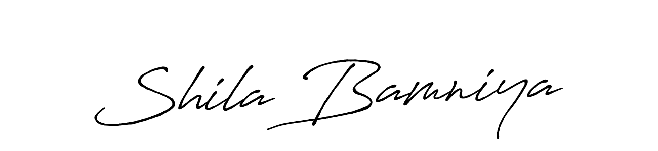 Create a beautiful signature design for name Shila Bamniya. With this signature (Antro_Vectra_Bolder) fonts, you can make a handwritten signature for free. Shila Bamniya signature style 7 images and pictures png