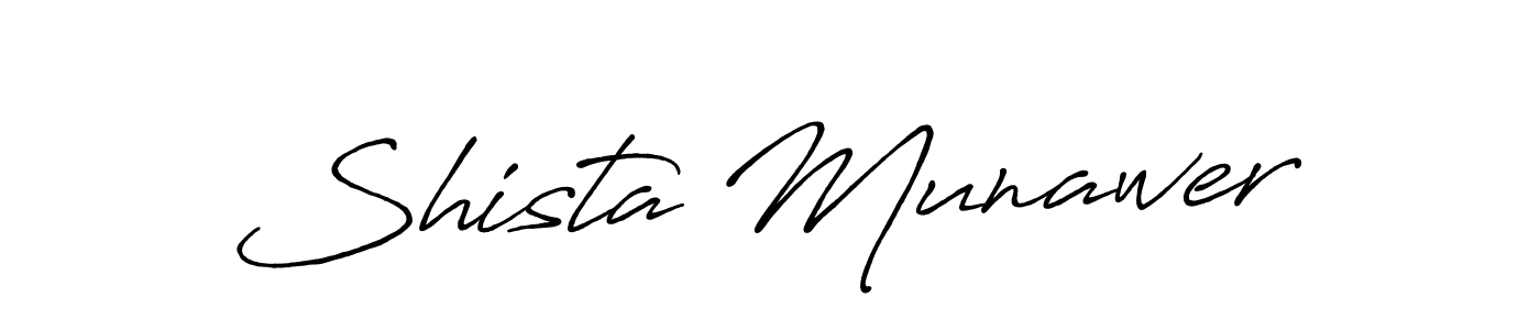Create a beautiful signature design for name Shista Munawer. With this signature (Antro_Vectra_Bolder) fonts, you can make a handwritten signature for free. Shista Munawer signature style 7 images and pictures png