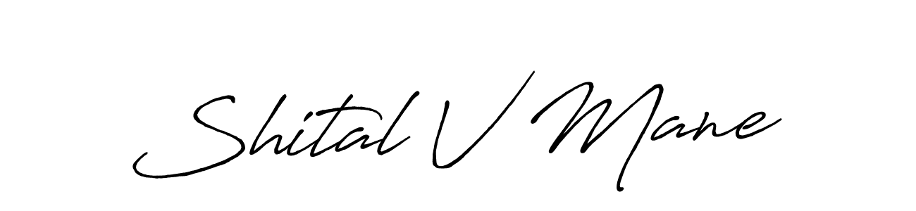 Use a signature maker to create a handwritten signature online. With this signature software, you can design (Antro_Vectra_Bolder) your own signature for name Shital V Mane. Shital V Mane signature style 7 images and pictures png