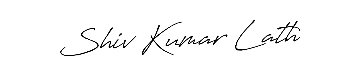 The best way (Antro_Vectra_Bolder) to make a short signature is to pick only two or three words in your name. The name Shiv Kumar Lath include a total of six letters. For converting this name. Shiv Kumar Lath signature style 7 images and pictures png