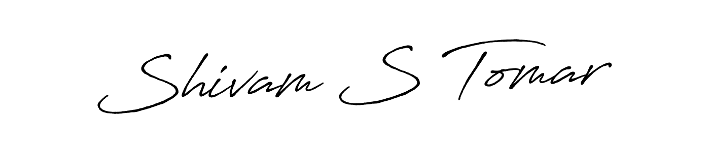 How to make Shivam S Tomar name signature. Use Antro_Vectra_Bolder style for creating short signs online. This is the latest handwritten sign. Shivam S Tomar signature style 7 images and pictures png