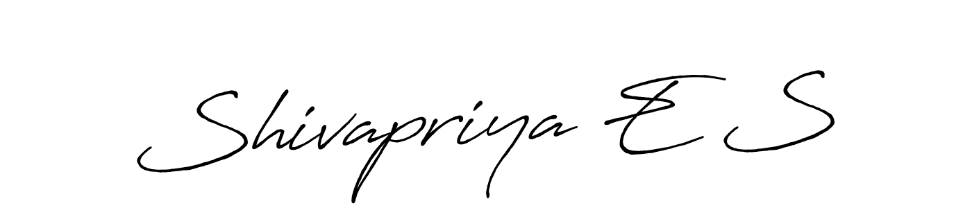 The best way (Antro_Vectra_Bolder) to make a short signature is to pick only two or three words in your name. The name Shivapriya E S include a total of six letters. For converting this name. Shivapriya E S signature style 7 images and pictures png