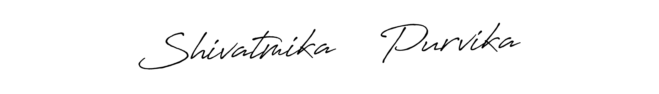 How to make Shivatmika    Purvika name signature. Use Antro_Vectra_Bolder style for creating short signs online. This is the latest handwritten sign. Shivatmika    Purvika signature style 7 images and pictures png