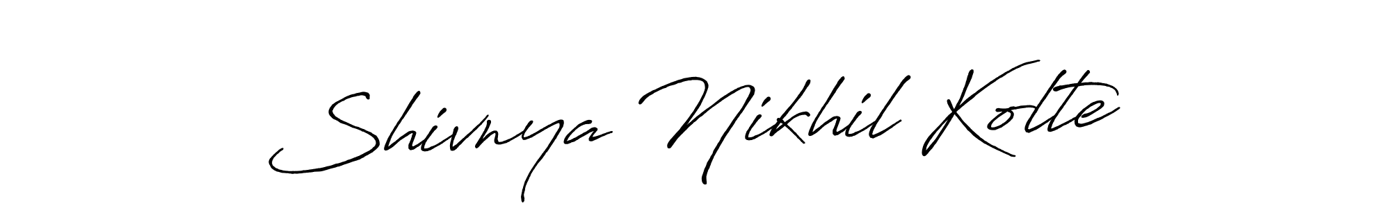 How to make Shivnya Nikhil Kolte name signature. Use Antro_Vectra_Bolder style for creating short signs online. This is the latest handwritten sign. Shivnya Nikhil Kolte signature style 7 images and pictures png
