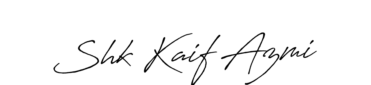 Antro_Vectra_Bolder is a professional signature style that is perfect for those who want to add a touch of class to their signature. It is also a great choice for those who want to make their signature more unique. Get Shk Kaif Azmi name to fancy signature for free. Shk Kaif Azmi signature style 7 images and pictures png