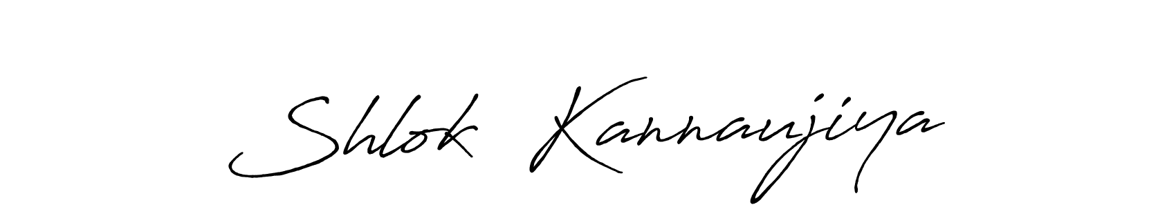 Make a beautiful signature design for name Shlok  Kannaujiya. With this signature (Antro_Vectra_Bolder) style, you can create a handwritten signature for free. Shlok  Kannaujiya signature style 7 images and pictures png