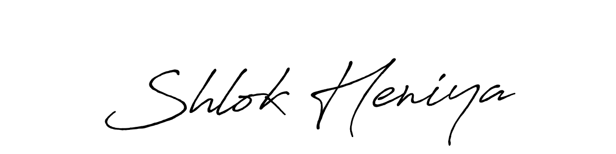 How to make Shlok Heniya name signature. Use Antro_Vectra_Bolder style for creating short signs online. This is the latest handwritten sign. Shlok Heniya signature style 7 images and pictures png