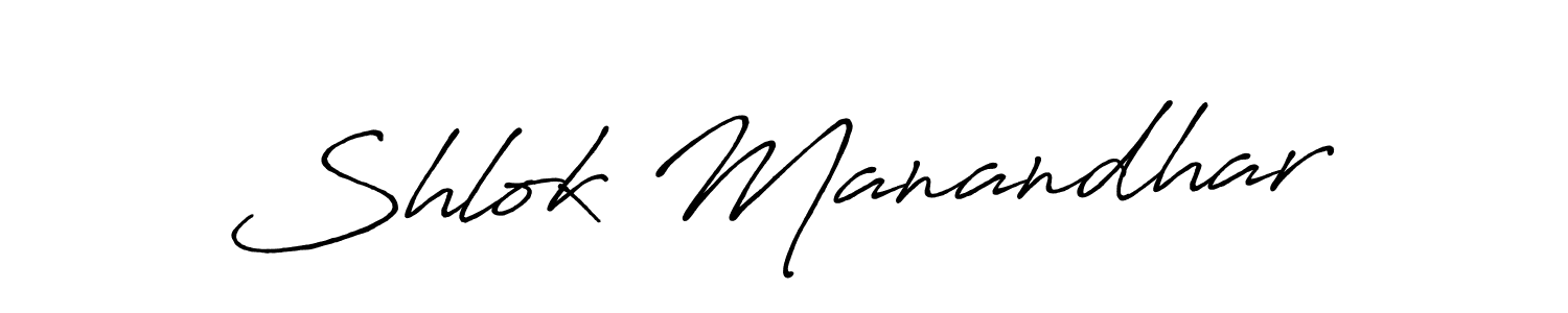 Antro_Vectra_Bolder is a professional signature style that is perfect for those who want to add a touch of class to their signature. It is also a great choice for those who want to make their signature more unique. Get Shlok Manandhar name to fancy signature for free. Shlok Manandhar signature style 7 images and pictures png