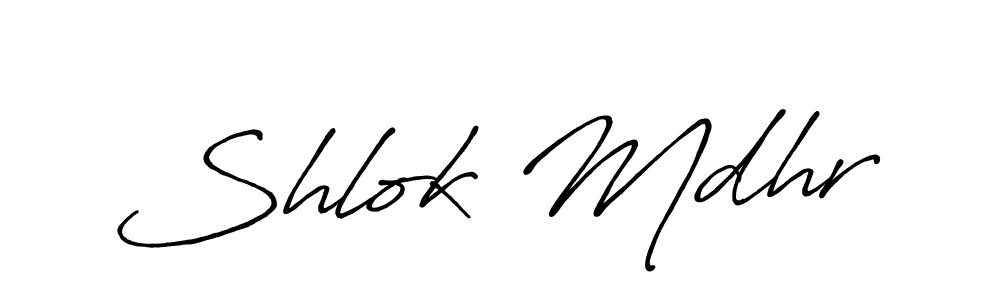 Create a beautiful signature design for name Shlok Mdhr. With this signature (Antro_Vectra_Bolder) fonts, you can make a handwritten signature for free. Shlok Mdhr signature style 7 images and pictures png