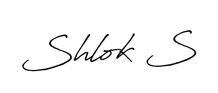 Create a beautiful signature design for name Shlok S. With this signature (Antro_Vectra_Bolder) fonts, you can make a handwritten signature for free. Shlok S signature style 7 images and pictures png