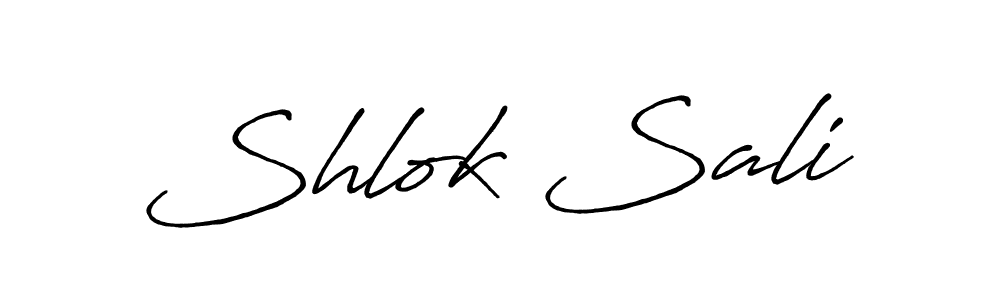 Use a signature maker to create a handwritten signature online. With this signature software, you can design (Antro_Vectra_Bolder) your own signature for name Shlok Sali. Shlok Sali signature style 7 images and pictures png