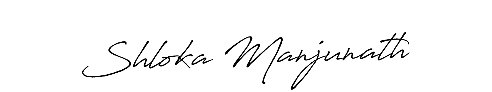 Make a beautiful signature design for name Shloka Manjunath. With this signature (Antro_Vectra_Bolder) style, you can create a handwritten signature for free. Shloka Manjunath signature style 7 images and pictures png