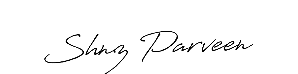 Also You can easily find your signature by using the search form. We will create Shnz Parveen name handwritten signature images for you free of cost using Antro_Vectra_Bolder sign style. Shnz Parveen signature style 7 images and pictures png