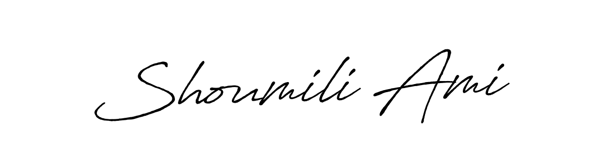 How to make Shoumili Ami name signature. Use Antro_Vectra_Bolder style for creating short signs online. This is the latest handwritten sign. Shoumili Ami signature style 7 images and pictures png