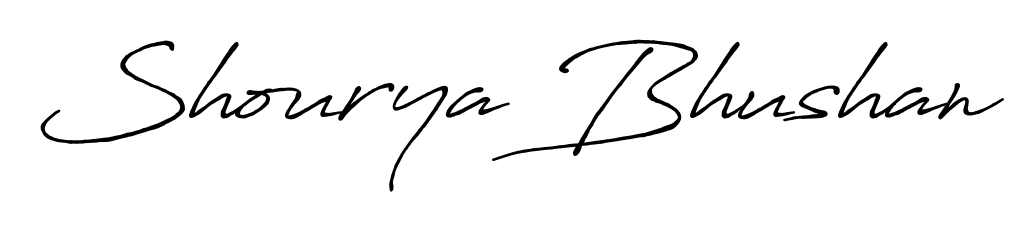 Practice writing Shourya Bhushan with the flow of Antro_Vectra_Bolder lettering. A fantastic source of inspiration for developing your personal signature style. Shourya Bhushan signature style 7 images and pictures png