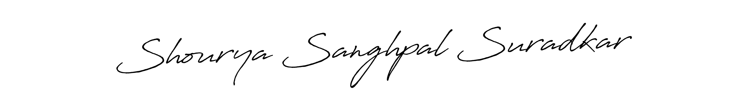 Create a beautiful signature design for name Shourya Sanghpal Suradkar. With this signature (Antro_Vectra_Bolder) fonts, you can make a handwritten signature for free. Shourya Sanghpal Suradkar signature style 7 images and pictures png
