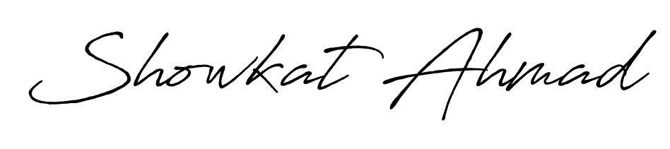 Express your personality with a custom Showkat Ahmad signature crafted with Antro_Vectra_Bolder typography. Free transparent PNG download available. Showkat Ahmad signature style 7 images and pictures png