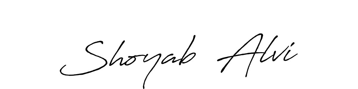 You should practise on your own different ways (Antro_Vectra_Bolder) to write your name (Shoyab  Alvi) in signature. don't let someone else do it for you. Shoyab  Alvi signature style 7 images and pictures png