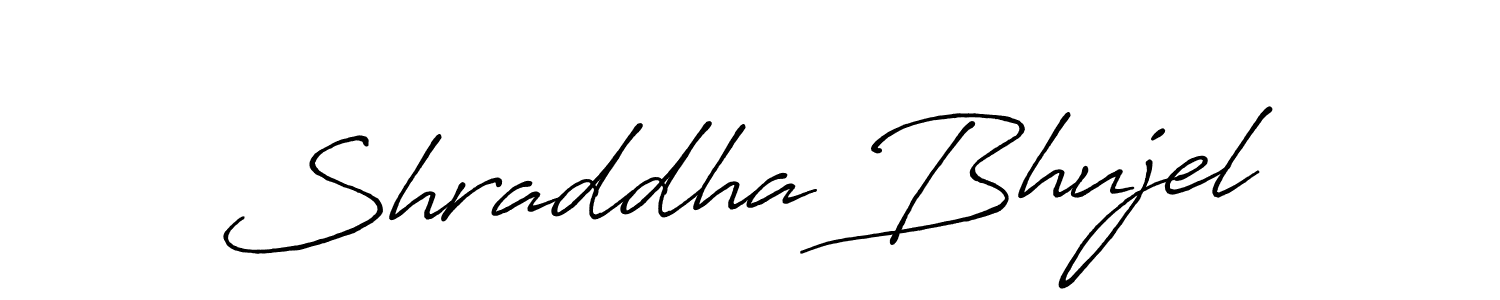 The best way (Antro_Vectra_Bolder) to make a short signature is to pick only two or three words in your name. The name Shraddha Bhujel include a total of six letters. For converting this name. Shraddha Bhujel signature style 7 images and pictures png