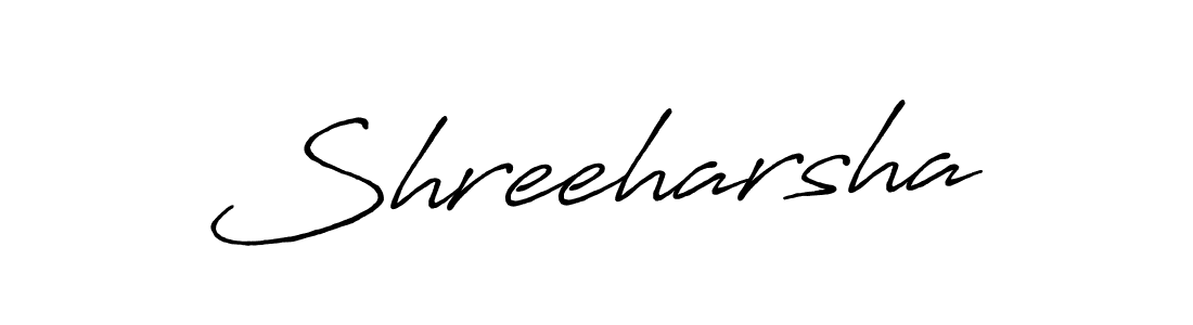 Make a beautiful signature design for name Shreeharsha. With this signature (Antro_Vectra_Bolder) style, you can create a handwritten signature for free. Shreeharsha signature style 7 images and pictures png