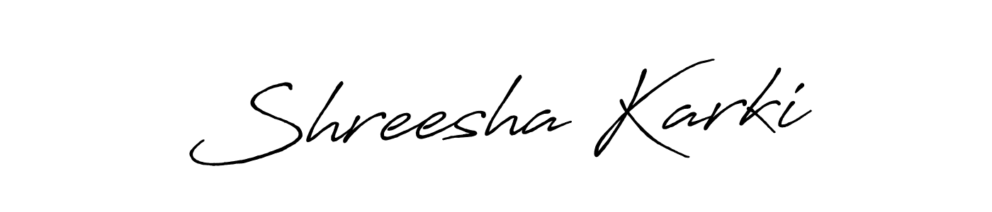 if you are searching for the best signature style for your name Shreesha Karki. so please give up your signature search. here we have designed multiple signature styles  using Antro_Vectra_Bolder. Shreesha Karki signature style 7 images and pictures png