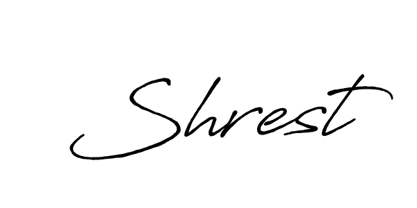 Use a signature maker to create a handwritten signature online. With this signature software, you can design (Antro_Vectra_Bolder) your own signature for name Shrest. Shrest signature style 7 images and pictures png